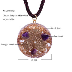 REIKI Orgonite Pendant Natural Amethyst Sweater Chain Men And Women Necklace Bring Lucky Healing Jewelry | Vimost Shop.