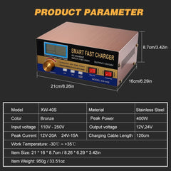 Intelligent Automatic Battery Charger 12V/24VReconditioner Pulse Repair with Digital Display for Car Cell Motorcycle AGM Battery | Vimost Shop.