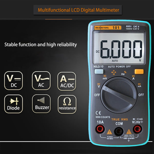 True RMS Digital Multimeter DC AC Voltage Current Resistance Diode Capacitance Temperature Tester Ammeter Voltmeter | Vimost Shop.