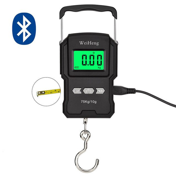 WeiHeng A27L/A27L-B 75kg/10g Rechargable with Tapes Length Measure Hook Scale High Precisions Five Units Switch with Backlight | Vimost Shop.