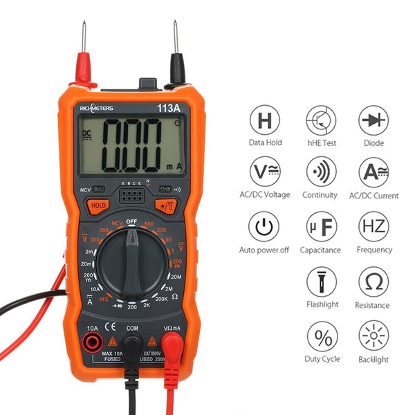 RM113A NCV Digital Multimeter 2000 Counts HFE AC/DC Voltagewith Magnetic Suction Flash Light Backlight Large Screen Multi-meter | Vimost Shop.
