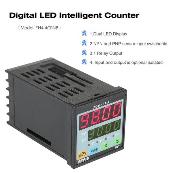 Multi-functional Intelligent 90-260V AC/DC Preset 4 Digital Counter Length Counter Length Meter Relay Output PNP NPN | Vimost Shop.