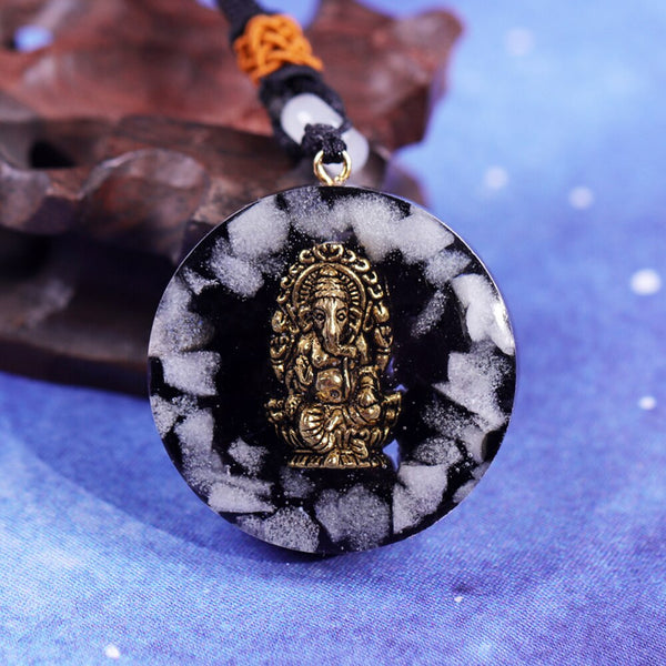 Ganesha Orgone Pendant Necklace Healing Stones Emf Protection Pendant Energy Generator Orgonite Necklace For Protection | Vimost Shop.