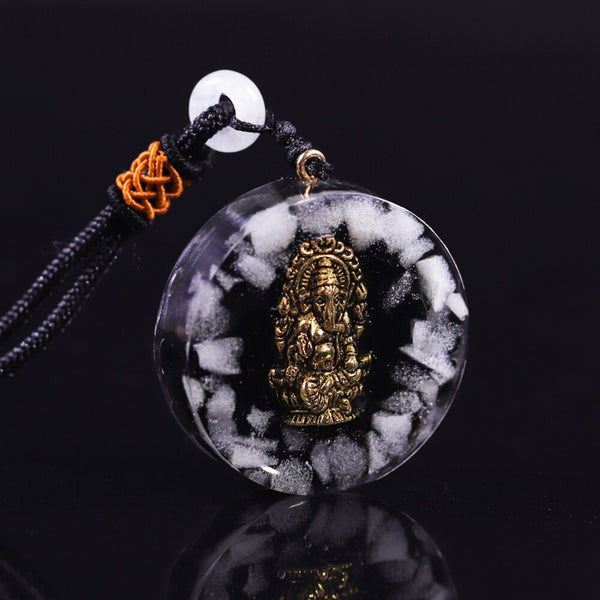 Ganesha Orgone Pendant Necklace Healing Stones Emf Protection Pendant Energy Generator Orgonite Necklace For Protection | Vimost Shop.