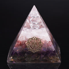 Orgone Pyramid Clear White Crystal Point With Strawberry Crystal Amethyst Opal Energy Symbol Pyramide Emf Protection | Vimost Shop.