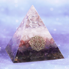 Orgone Pyramid Clear White Crystal Point With Strawberry Crystal Amethyst Opal Energy Symbol Pyramide Emf Protection | Vimost Shop.