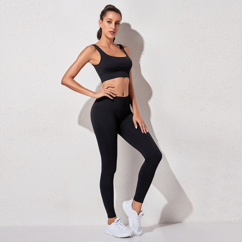 Yoga Set Seamless Women's Sportswear Workout Clothes Athletic Wear Gym Legging Fitness Bra Crop Top Long Sleeve Sports Suits