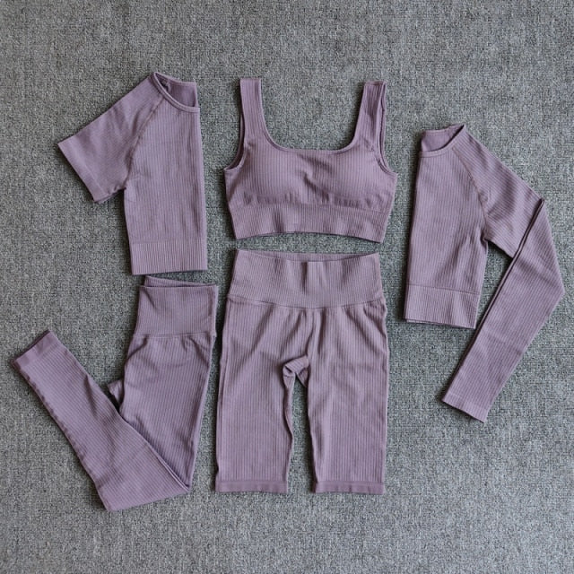 Yoga Set Seamless Women's Sportswear Workout Clothes Athletic Wear Gym Legging Fitness Bra Crop Top Long Sleeve Sports Suits