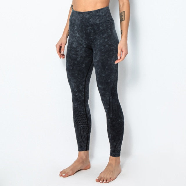 ACID WASH Seamless Workout Training Compression Tights Women High Waist Tummy Control Fitness Sport Legging Yoga Pants