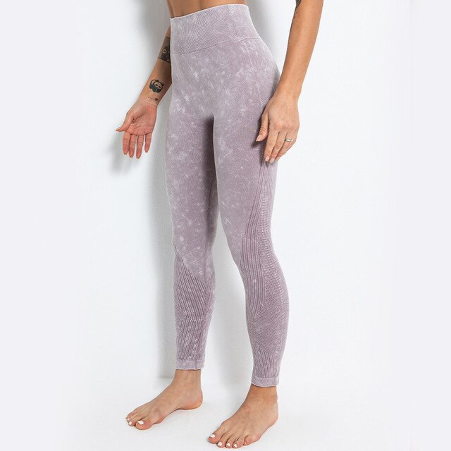 ACID WASH Seamless Workout Training Compression Tights Women High Waist Tummy Control Fitness Sport Legging Yoga Pants