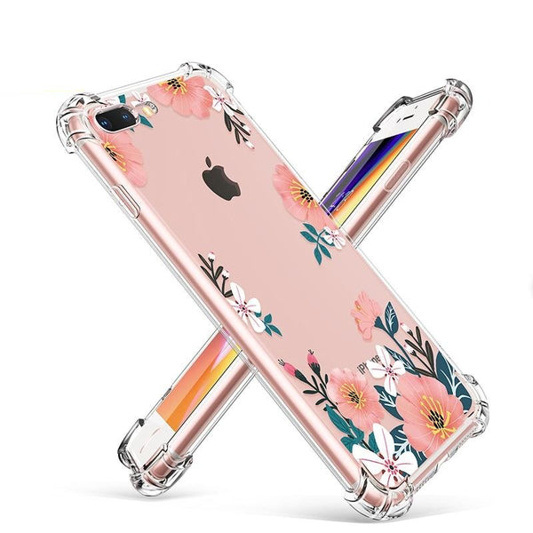 Phone Case For iPhone 7 8 Plus Clear Floral Design TPU imd Ultra Thin Shockproof Protective Cover For iPhone 7 8 Plus | Vimost Shop.