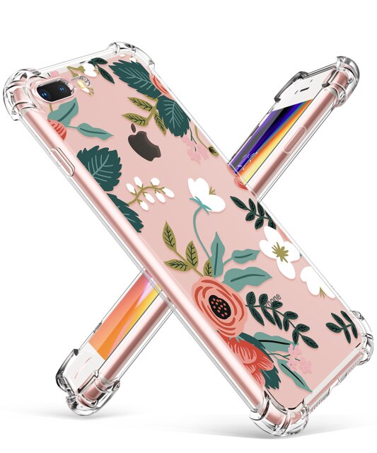 Phone Case For iPhone 7 8 Plus Clear Floral Design TPU imd Ultra Thin Shockproof Protective Cover For iPhone 7 8 Plus | Vimost Shop.