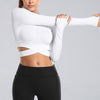 Seamless Yoga Shirts Women Short Sleeve Cropped Gym Tops Fitness Running Workout Sport T-Shirts Cross Waist Strap Top Sportswear | Vimost Shop.