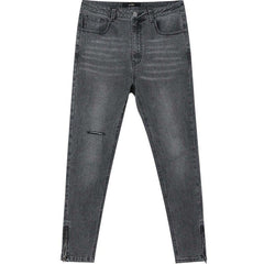 Solid High Waist Washed Casual Denim Jeans Woman,Summer ELF Pure Ripped Hole Chic Sexy Ladies,Daily Trousers