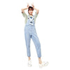 Solid Rabbit Applique Casual Women Overall Denim Jeans,Summer High Waist Straight Pocket Ladies,Daily Jumpsuits