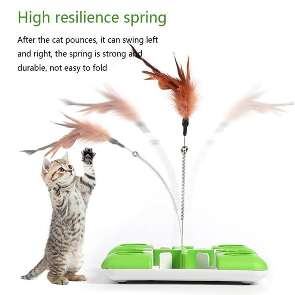 Pet Cat Toys Puzzle Game Toy for Cats And Dogs Treat Dispenser Spring Feather Wand Fun Maze Feeder Training Cat toy | Vimost Shop.