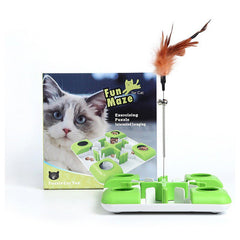 Pet Cat Toys Puzzle Game Toy for Cats And Dogs Treat Dispenser Spring Feather Wand Fun Maze Feeder Training Cat toy | Vimost Shop.