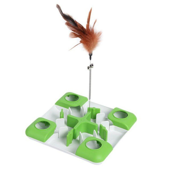 Pet Cat Toys Puzzle Game Toy for Cats And Dogs Treat Dispenser Spring Feather Wand Fun Maze Feeder Training Cat toy | Vimost Shop.
