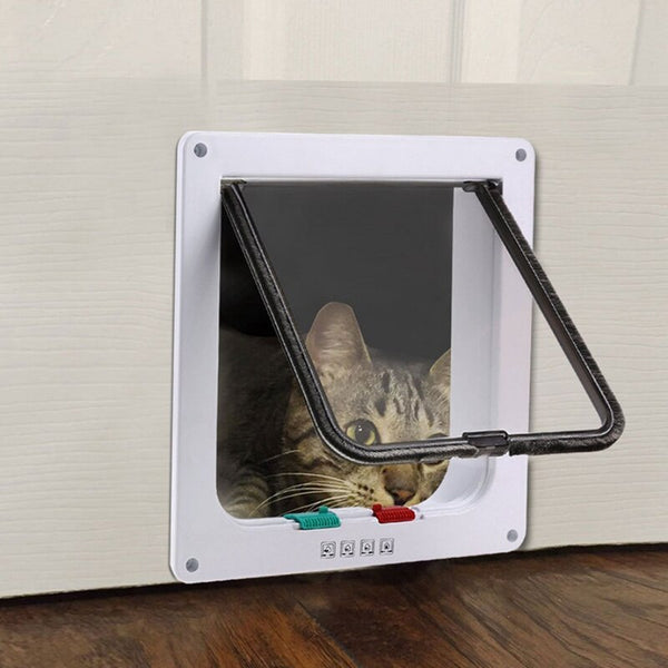 4 Way Lockable Cat Flap Door  Lock Security Flap Door for Dog Cat Kitten Small Pet Gate Door Kit Cat Dog Cat Door | Vimost Shop.