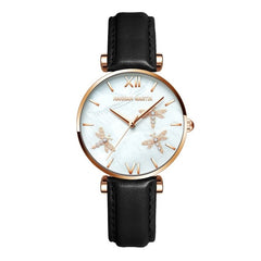 Dragonfly Design White Oyster Scallop Dial  Japan Quartz Ladies Watch Akoya Pearl Shell Stainless Steel Women Watches