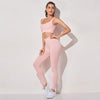 Women&#39;s Sportswear Yoga Set Workout Clothes Athletic Wear Sports Gym Legging Seamless Fitness Bra Crop Top Long Sleeve Yoga Suit