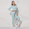Women&#39;s Sportswear Yoga Set Workout Clothes Athletic Wear Sports Gym Legging Seamless Fitness Bra Crop Top Long Sleeve Yoga Suit
