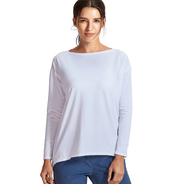 Long Sleeve Workout Shirts for Women Loose Fit-Pima Cotton Yoga Shirts, Casual Fall Tops Shirts