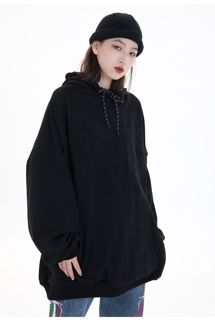 Hoodie Men Hit Color Letter Patch Hooded Sweatshirt Pullover Spring Harajuku College Style Simple All-match Streetwear