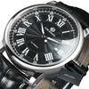 Man Watch Mechanical Automatic Watch Men Luxury Retro Roma Classic Black Leather Band Calendar Watches
