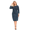 Women's Plus Size Denim Dress Elasticity Knitted Denim Dresses Slim Fit Casual Dress  Knee-Length Midi Dress