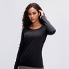 Naked-feel Fabric Skin Friendly Workout Yoga Long Sleeved Shirts Women Breathable Lightweight Loose Running Sport Tops