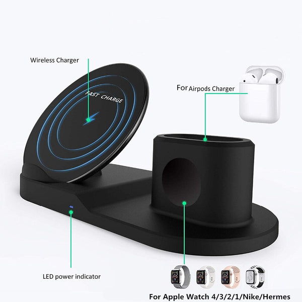 3 In 1 Wireless Dock For Apple watch station Charger stand For Airpods for IPhone 12 11 10 9 iWatch series 6 se 5 4 3 2 1 | Vimost Shop.