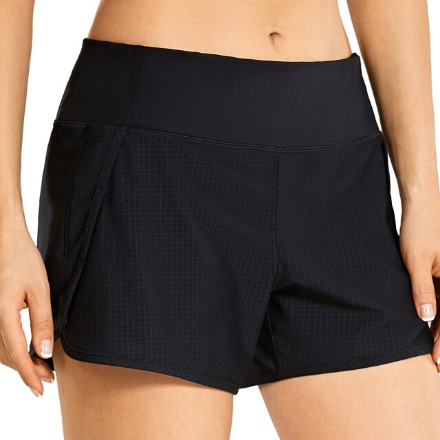 Women's Quick-Dry Workout Running Athletic Sports Shorts with Zip Pocket - 4 Inches