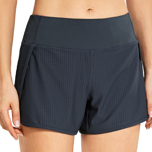Women's Quick-Dry Workout Running Athletic Sports Shorts with Zip Pocket - 4 Inches
