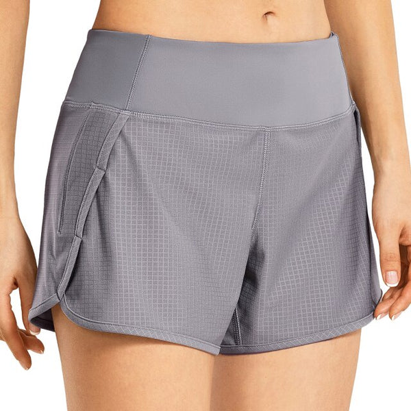 Women's Quick-Dry Workout Running Athletic Sports Shorts with Zip Pocket - 4 Inches
