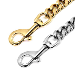 90cm Durable Dog Chain Leash Soft Leather Handle Dogs Chrome Rope Heavy Duty Bulldog Pitbull Dog Chain Lead for Training Walking