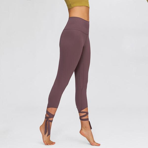 JUST A TIE Naked Feel Yoga Dancer Capri Pants Women 4-way Stretch Sport Cropped Tights Legging with Inner Pocket 21