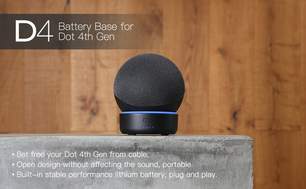 5200mAh Battery Base for All-new Echo Dot (4th Gen) Smart Alexa Speaker Portable Rechargable Battery for Dot (4th gen)