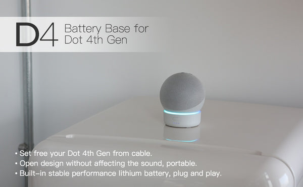 5200mAh Battery Base for Echo Dot 4th Gen Portable Rechargable Battery for Dot 4 Amazon Alexa Speaker Docking Station