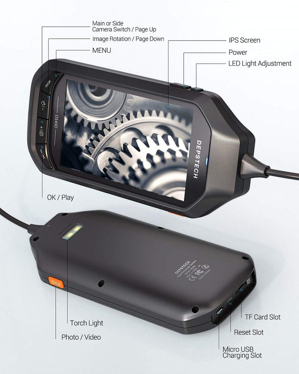 4.5in IPS Screen Digital Endoscope Dual Lens 2MP / 5MP Wireless Industrial Borescope Waterproof Pipe Inspection Camera | Vimost Shop.