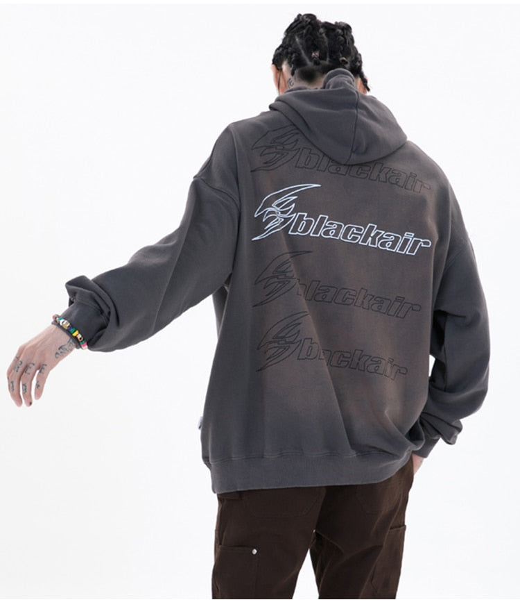 Men Funny Bear Letter Print Hoodie Sweatshirt Men Casual Cozy Oversized Pullover High Street Harajuku Couple Streetwear