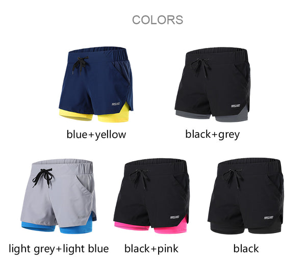 Running Shorts Women 2 in 1 Elastic Waist Gym Jogging Fitness Sports Short Female Reflective Breathable