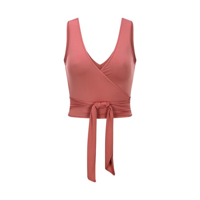JUST A TIE Lightweight Dance Gym Tank Tops Women V-neck Workout Ballet Vest Crop Tops Soft Nylon Yoga Sleeveless Shirts