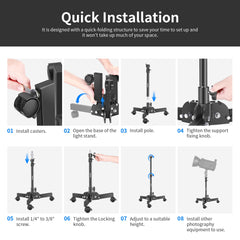 Heavy Duty Light Stand with Caster,0.72m Tripod Stand, Photography Wheeled Base Stand for Photo Sutido Softbox, Monolight | Vimost Shop.