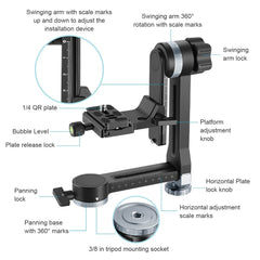 Professional Metal Gimbal Tripod Head 360° Panoramic Head with 100mm Movable Horizontal Axis,Arca-Swiss Standard QR Plate | Vimost Shop.