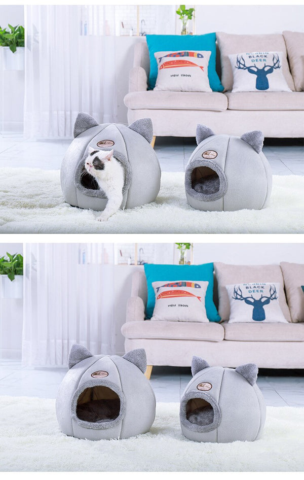 Pet Cat House plush Winter Warming Lovely Cat bed cave indoor Cozy Puppy Cat Bed nest dog Kennel with Removable Soft Mat Cushion