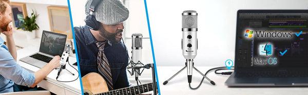 USB Microphone, Plug & Play Condenser Microphone For PC/Computer Podcasting one line meeting self studioRecording