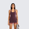 Women's Yoga Brushed Tank Tops with Built in Bra Racerback Activewear Sports Shirts