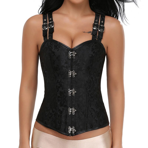 Womens Bustiers & Corsets Overbust Gothic Corset Vest Lace Up Buckle Boned Bustier Tops Club Party Crop Top Steampunk Corselet | Vimost Shop.