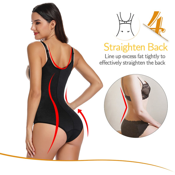 Women Shapewear Bodysuit Tummy Control Full Body Shaper Slimming Underwear Latex Sweat Fat Burner Waist Trainer Bodybriefer | Vimost Shop.